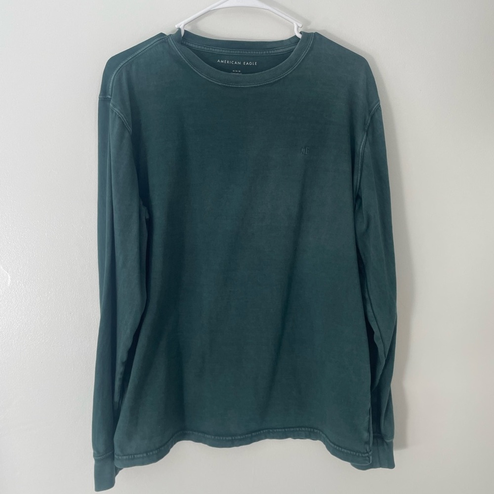 American Eagle Forest Green Long Sleeve Shirt 100% Cotton